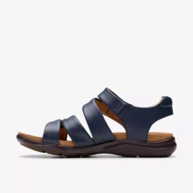 Kitly Ave Damen-Flache Sandalen aus Leder in Marineblau
