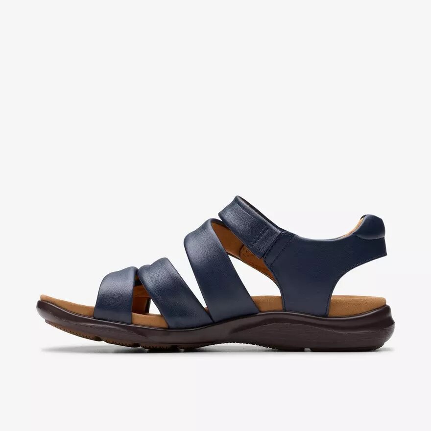 Kitly Ave Damen-Flache Sandalen aus Leder in Marineblau Kitly Ave Damen-Flache Sandalen aus Leder in Marineblau