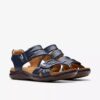 Kitly Ave Damen-Flache Sandalen aus Leder in Marineblau Kitly Ave Damen-Flache Sandalen aus Leder in Marineblau