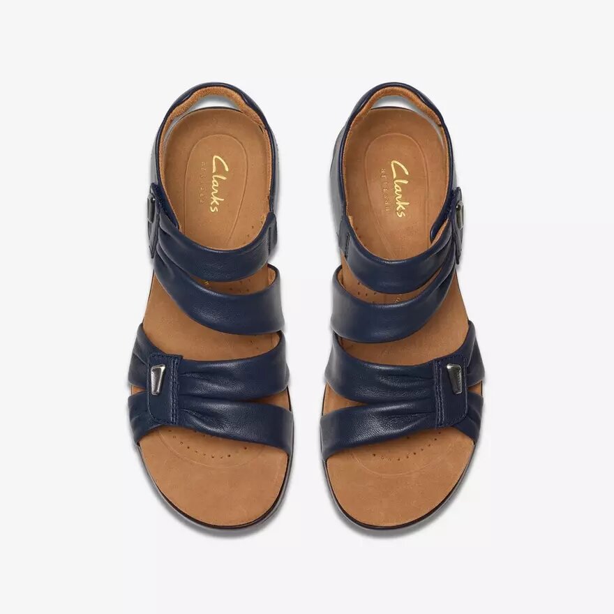 Kitly Ave Damen-Flache Sandalen aus Leder in Marineblau Kitly Ave Damen-Flache Sandalen aus Leder in Marineblau