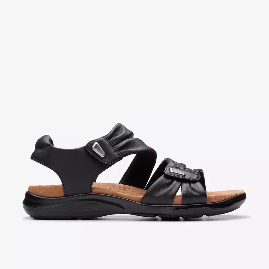 Kitly Ave Flache Sandalen aus schwarzem Leder für Damen Kitly Ave Flache Sandalen aus schwarzem Leder für Damen
