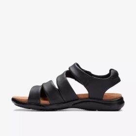 Kitly Ave Flache Sandalen aus schwarzem Leder für Damen
