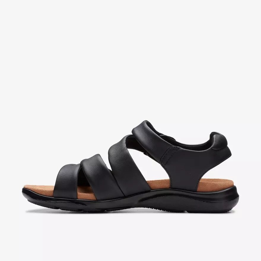 Kitly Ave Flache Sandalen aus schwarzem Leder für Damen Kitly Ave Flache Sandalen aus schwarzem Leder für Damen