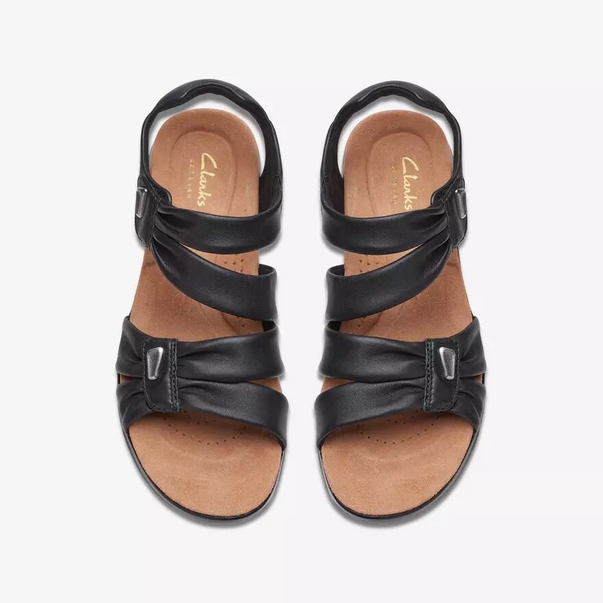 Kitly Ave Flache Sandalen aus schwarzem Leder für Damen Kitly Ave Flache Sandalen aus schwarzem Leder für Damen