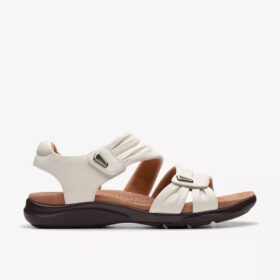 Kitly Ave Off-White-Leder-Flache Sandalen für Damen