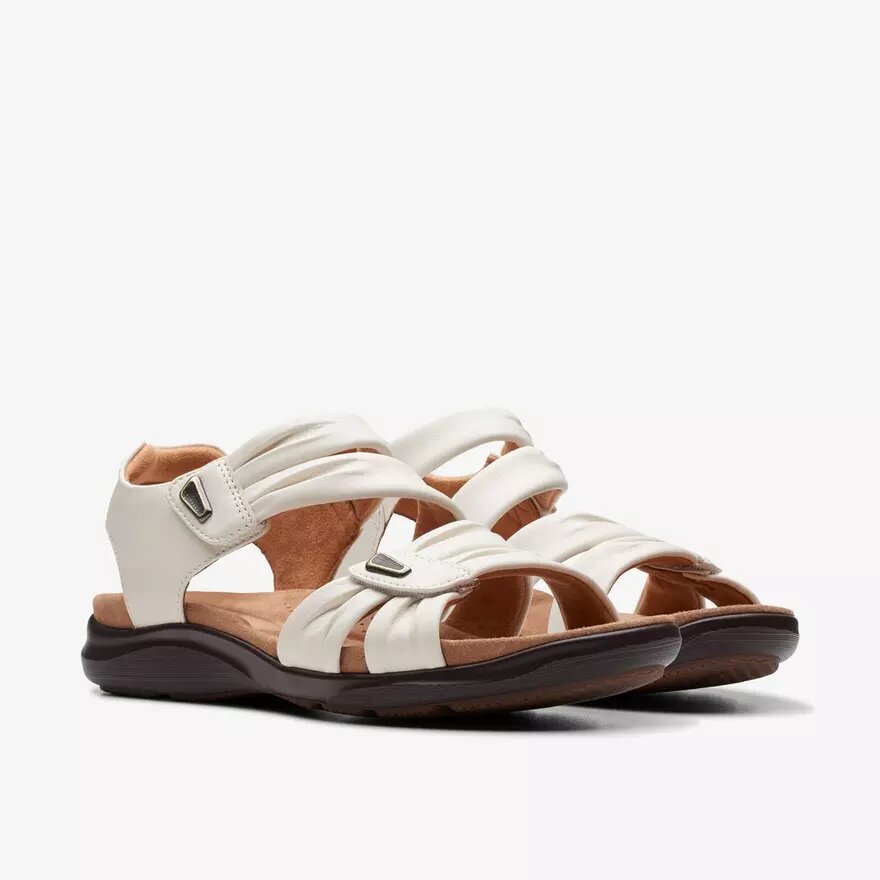 Kitly Ave Off-White-Leder-Flache Sandalen für Damen Kitly Ave Off-White-Leder-Flache Sandalen für Damen