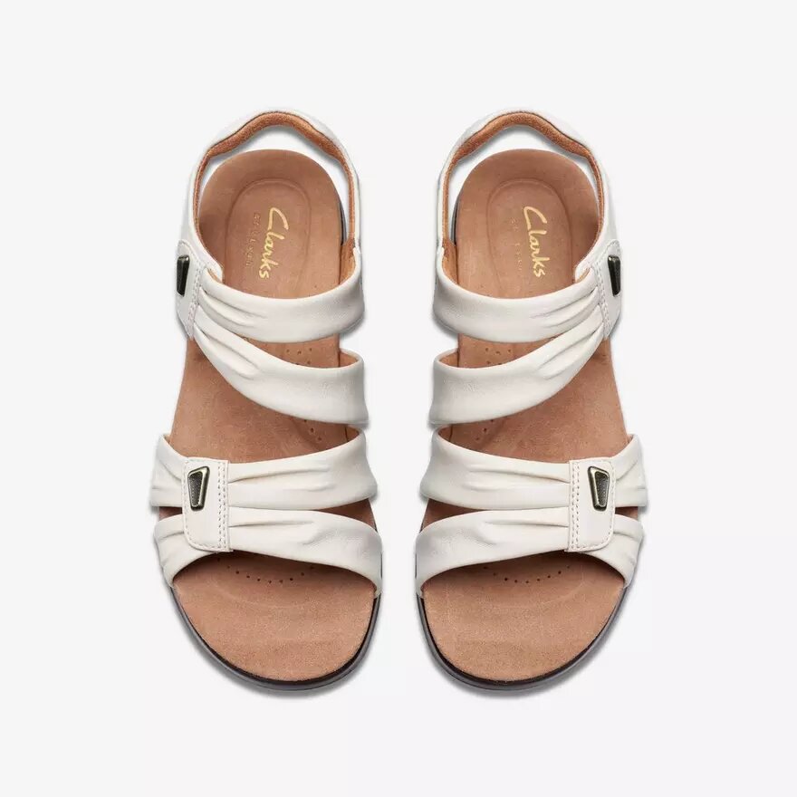 Kitly Ave Off-White-Leder-Flache Sandalen für Damen Kitly Ave Off-White-Leder-Flache Sandalen für Damen