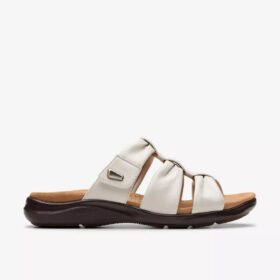 Kitly Slide – flache Sandalen aus cremefarbenem Leder für Damen