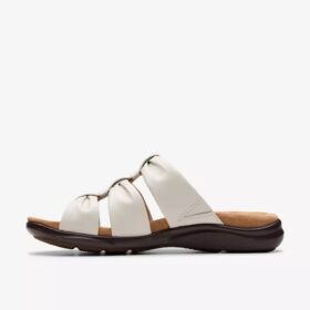 Kitly Slide – flache Sandalen aus cremefarbenem Leder für Damen