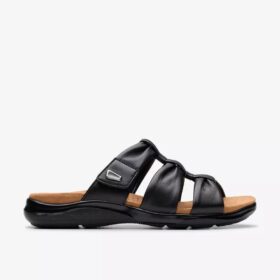 Kitly Slide – flache Sandalen aus schwarzem Leder für Damen