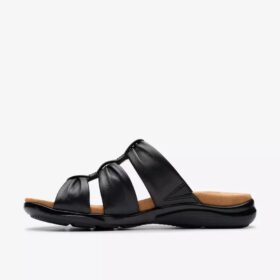 Kitly Slide – flache Sandalen aus schwarzem Leder für Damen