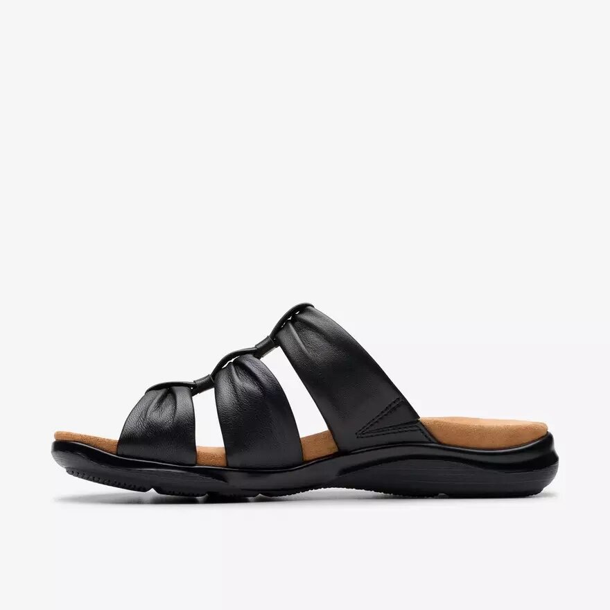 Kitly Slide – flache Sandalen aus schwarzem Leder für Damen Kitly Slide – flache Sandalen aus schwarzem Leder für Damen