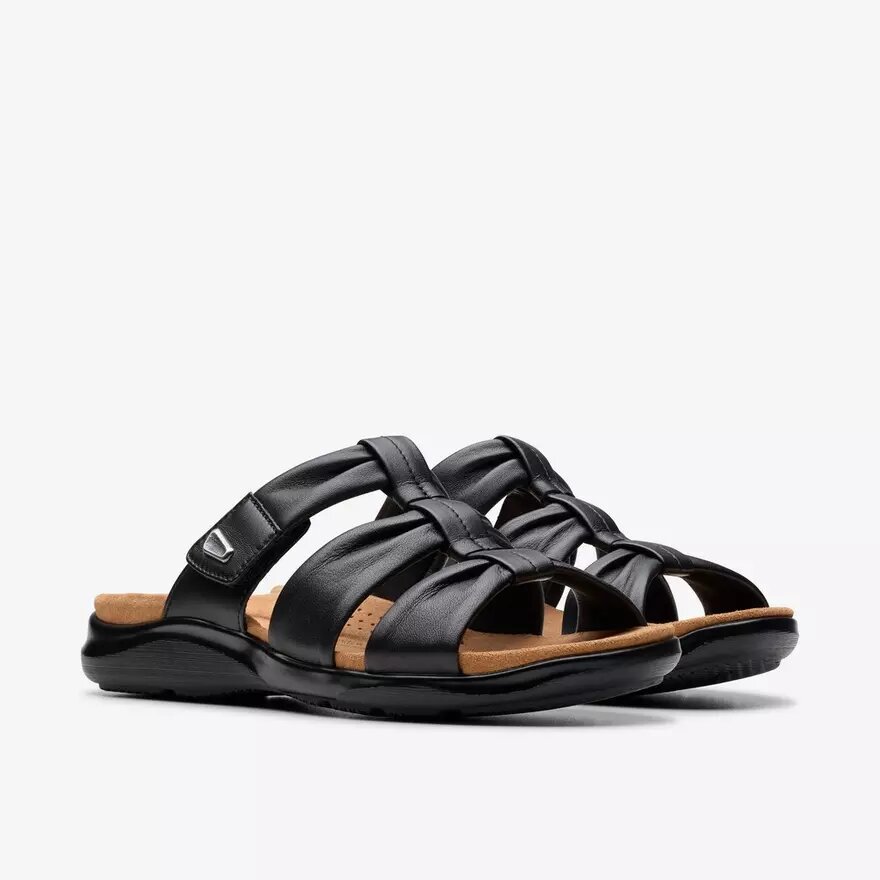 Kitly Slide – flache Sandalen aus schwarzem Leder für Damen Kitly Slide – flache Sandalen aus schwarzem Leder für Damen