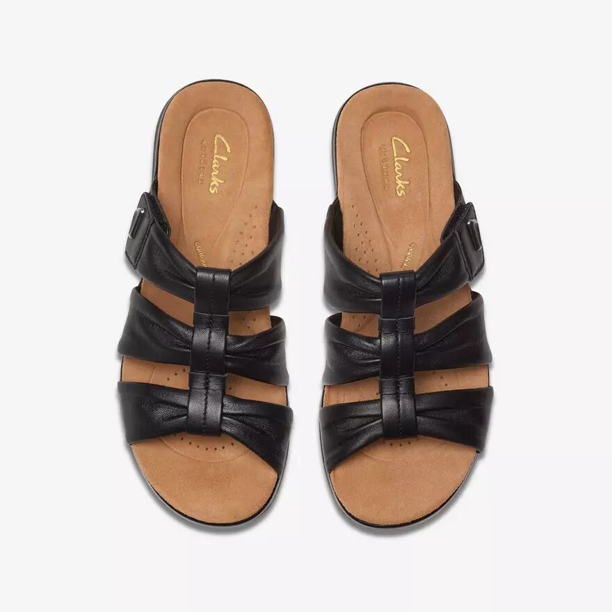 Kitly Slide – flache Sandalen aus schwarzem Leder für Damen Kitly Slide – flache Sandalen aus schwarzem Leder für Damen
