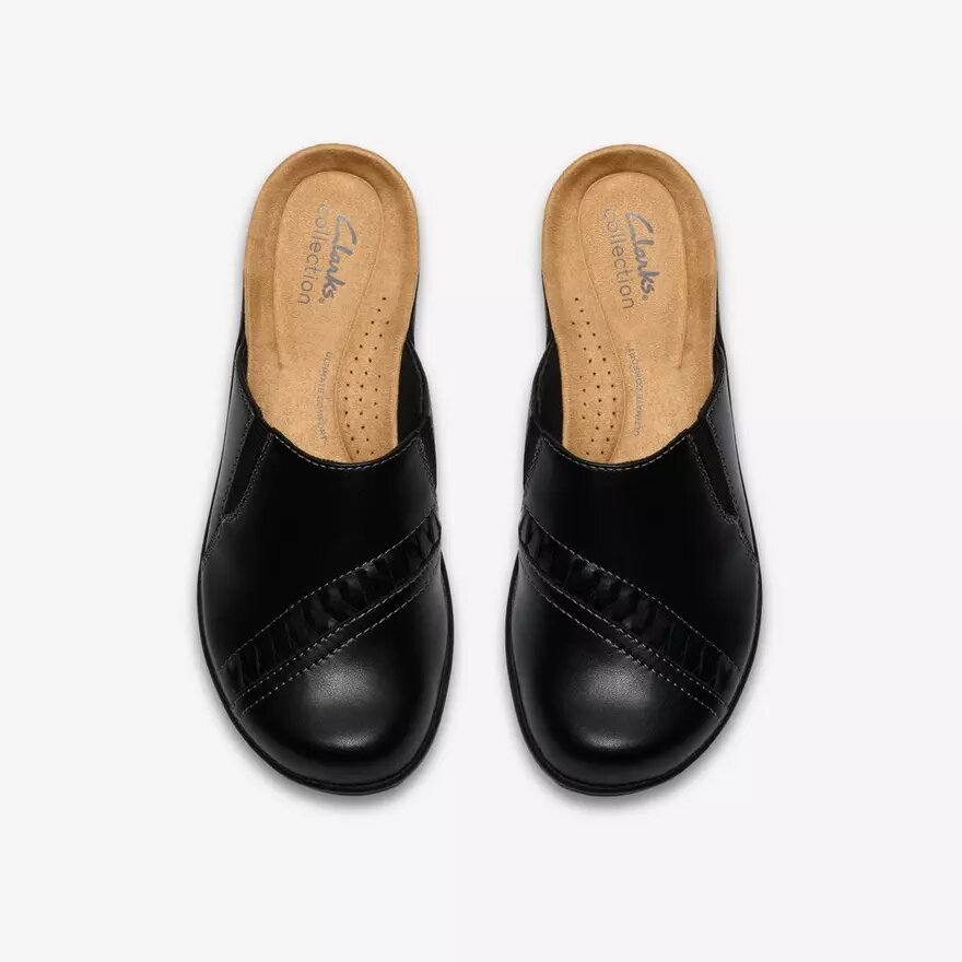 Laurieann Lux Clogs & Pantoletten für Damen aus schwarzem Leder Laurieann Lux Clogs & Pantoletten für Damen aus schwarzem Leder