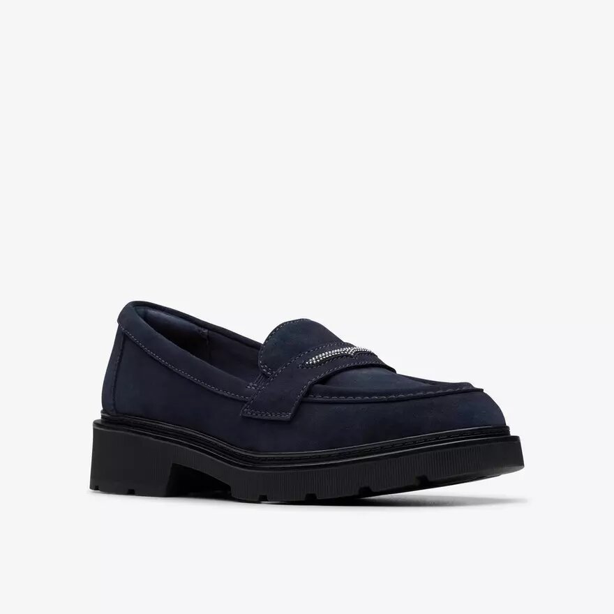 Lauryl Step Damen-Loafer aus marineblauem Wildleder Lauryl Step Damen-Loafer aus marineblauem Wildleder