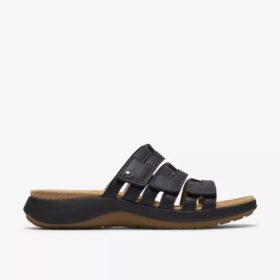 Maelynn Abby – flache Damensandalen aus schwarzem Leder