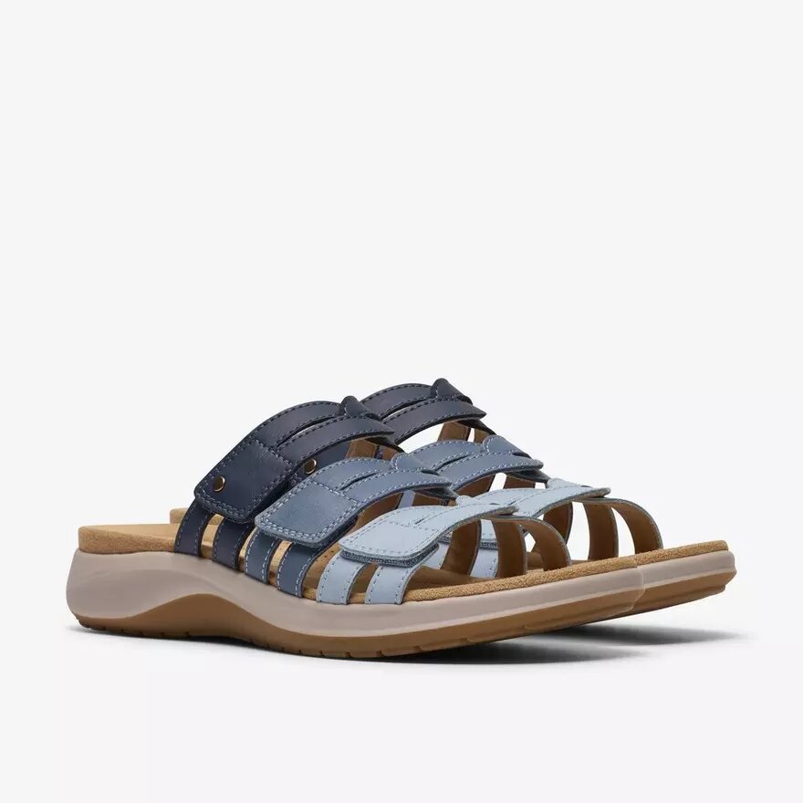 Maelynn Abby – Kombinierte flache Sandalen für Damen in Blau Maelynn Abby – Kombinierte flache Sandalen für Damen in Blau