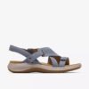 Maelynn Gem Damen-Flache Sandalen aus Denimblauem Nubukleder Maelynn Gem Damen-Flache Sandalen aus Denimblauem Nubukleder