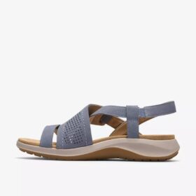 Maelynn Gem Damen-Flache Sandalen aus Denimblauem Nubukleder
