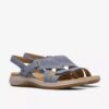 Maelynn Gem Damen-Flache Sandalen aus Denimblauem Nubukleder Maelynn Gem Damen-Flache Sandalen aus Denimblauem Nubukleder
