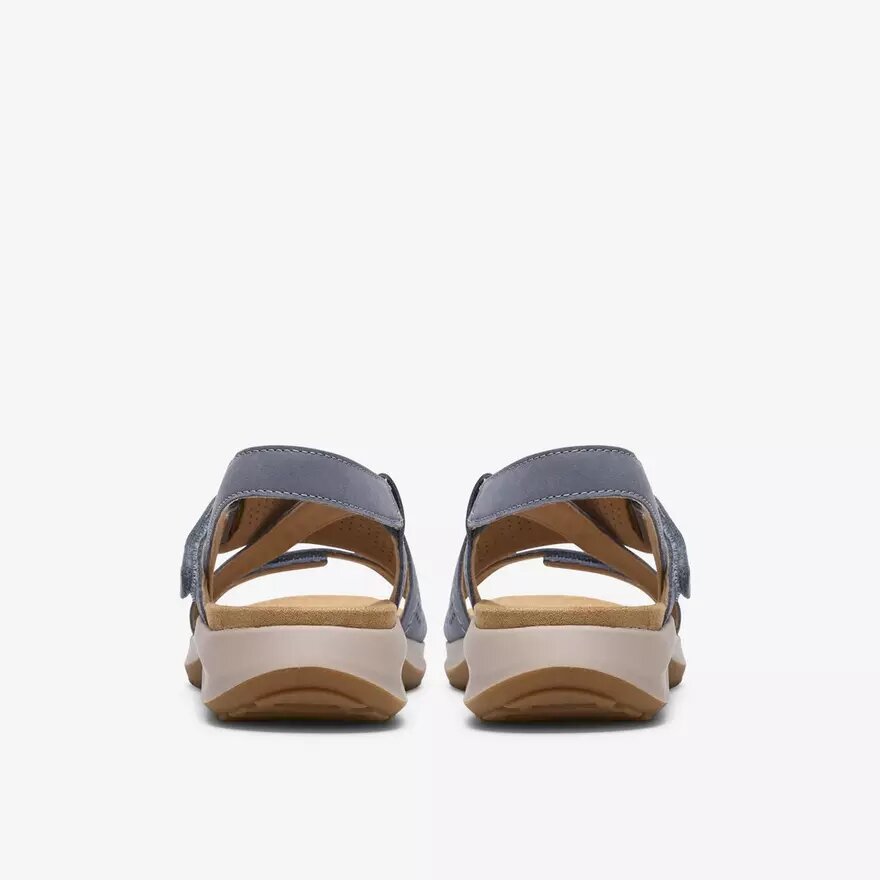 Maelynn Gem Damen-Flache Sandalen aus Denimblauem Nubukleder Maelynn Gem Damen-Flache Sandalen aus Denimblauem Nubukleder