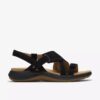 Maelynn Gem – flache Sandalen für Damen aus schwarzem Nubukleder