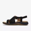 Maelynn Gem – flache Sandalen für Damen aus schwarzem Nubukleder