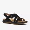 Maelynn Gem – flache Sandalen für Damen aus schwarzem Nubukleder