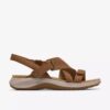 Maelynn Gem Tan Nubuk-Flache Sandalen für Damen