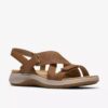 Maelynn Gem Tan Nubuk-Flache Sandalen für Damen