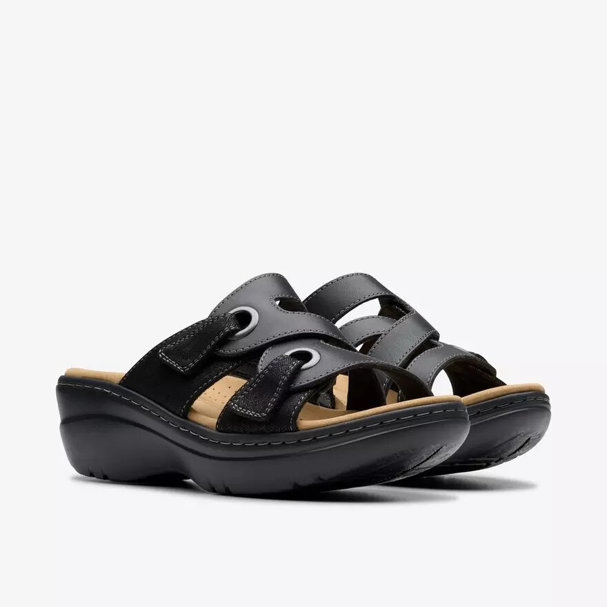 Merliah2 Cove Keilabsätze für Damen aus schwarzem Leder Merliah2 Cove Keilabsätze für Damen aus schwarzem Leder