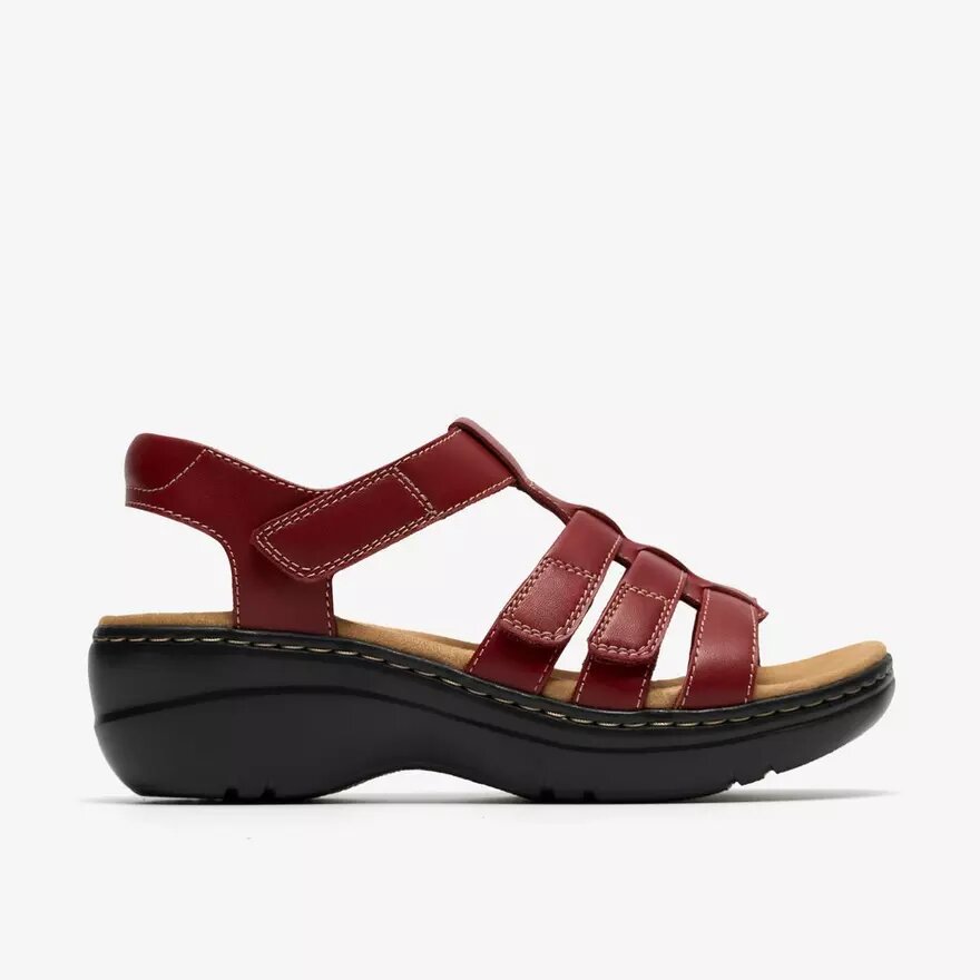 Merliah2 Keilabsatzschuhe für Damen aus rubinrotem Leder Merliah2 Keilabsatzschuhe für Damen aus rubinrotem Leder