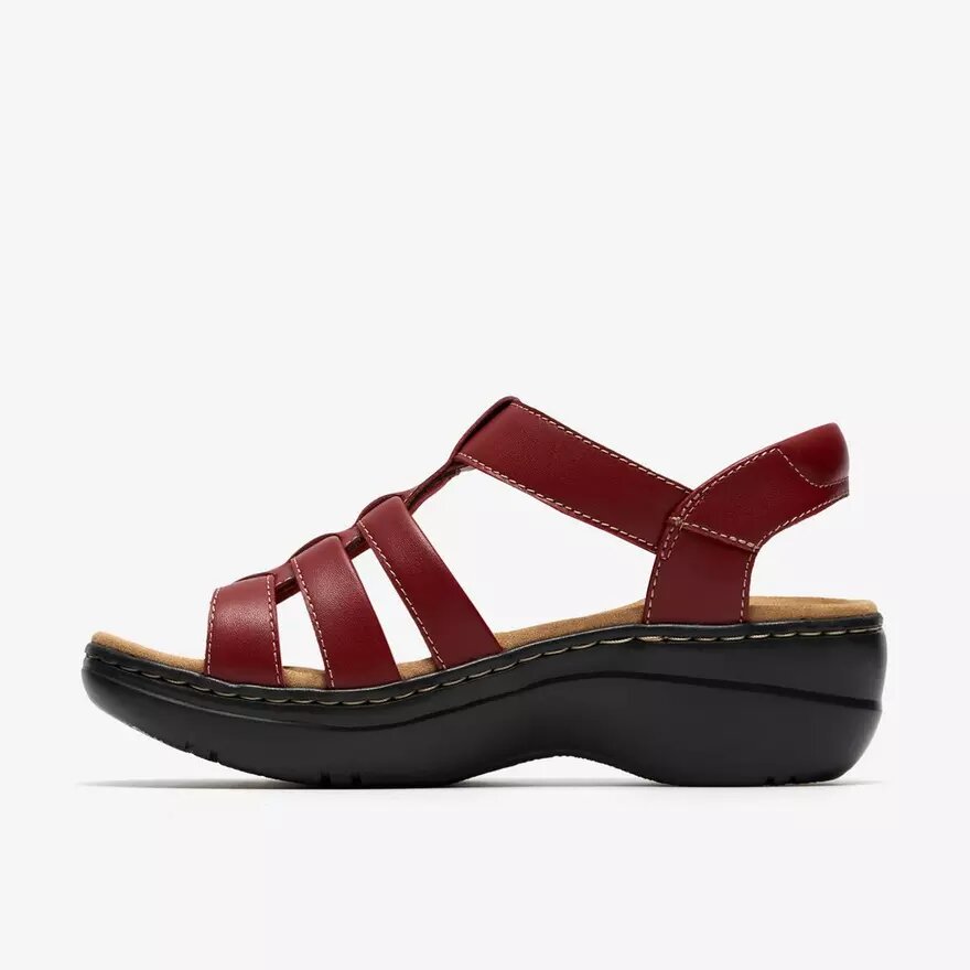 Merliah2 Keilabsatzschuhe für Damen aus rubinrotem Leder Merliah2 Keilabsatzschuhe für Damen aus rubinrotem Leder