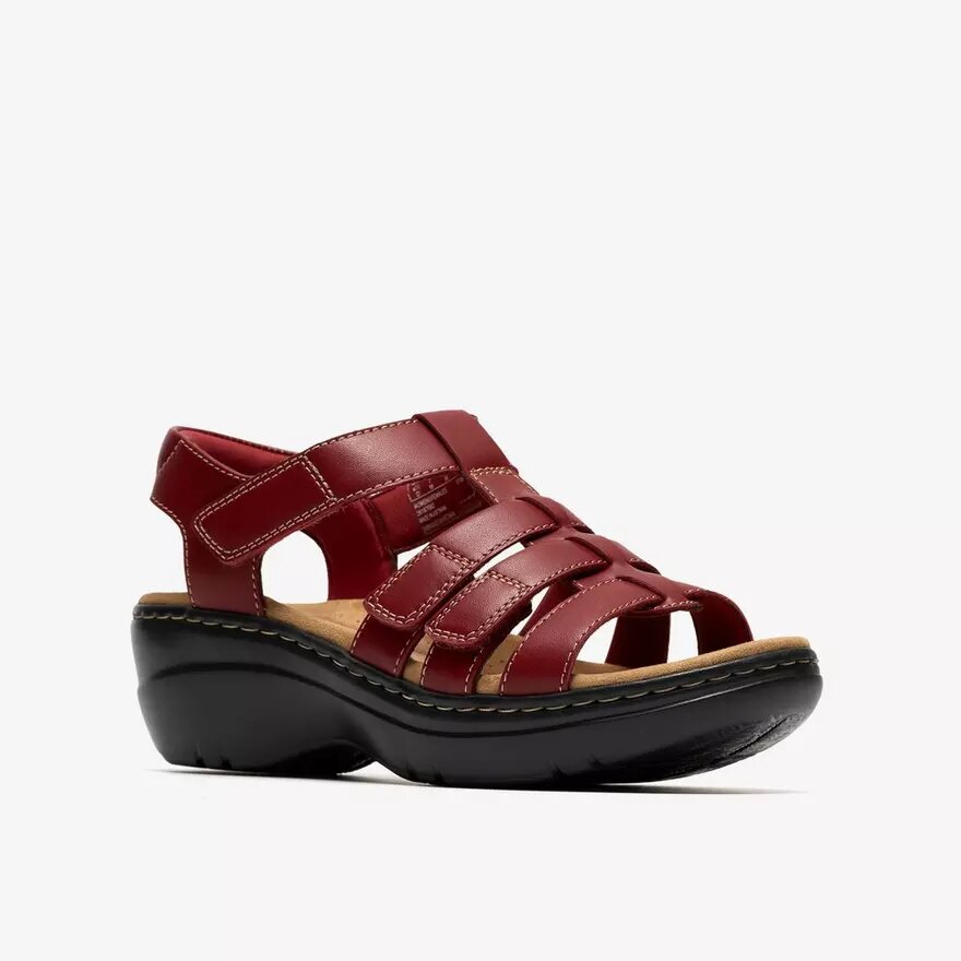 Merliah2 Keilabsatzschuhe für Damen aus rubinrotem Leder Merliah2 Keilabsatzschuhe für Damen aus rubinrotem Leder
