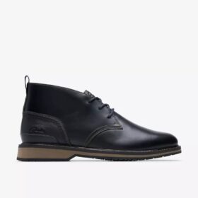 Monahan Chukka Herrenstiefel, schwarz, glattes Leder