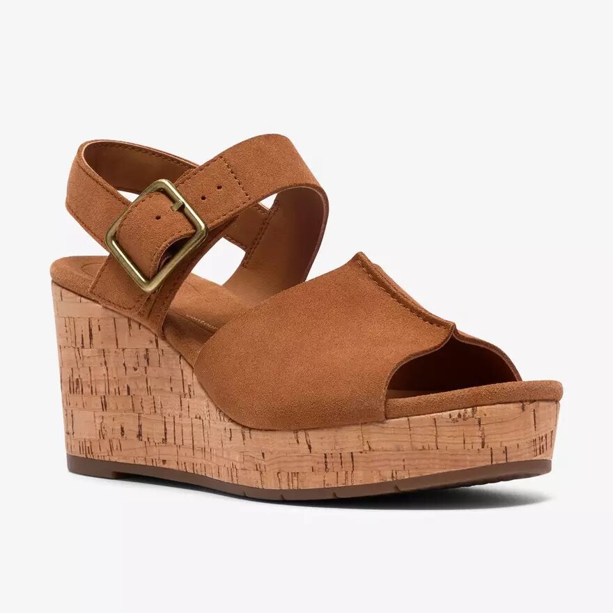 Sabina Dream Keilabsatzschuhe für Damen aus hellbraunem Wildleder Sabina Dream Keilabsatzschuhe für Damen aus hellbraunem Wildleder