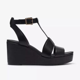 Sabina Hope Keilabsatzschuhe für Damen aus schwarzem Leder