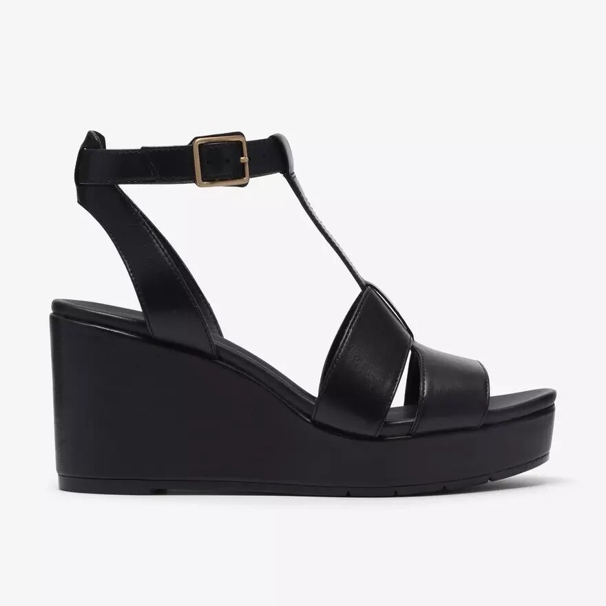 Sabina Hope Keilabsatzschuhe für Damen aus schwarzem Leder Sabina Hope Keilabsatzschuhe für Damen aus schwarzem Leder