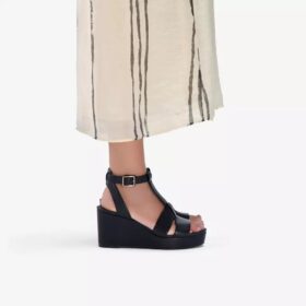 Sabina Hope Keilabsatzschuhe für Damen aus schwarzem Leder