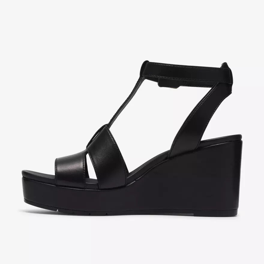 Sabina Hope Keilabsatzschuhe für Damen aus schwarzem Leder Sabina Hope Keilabsatzschuhe für Damen aus schwarzem Leder