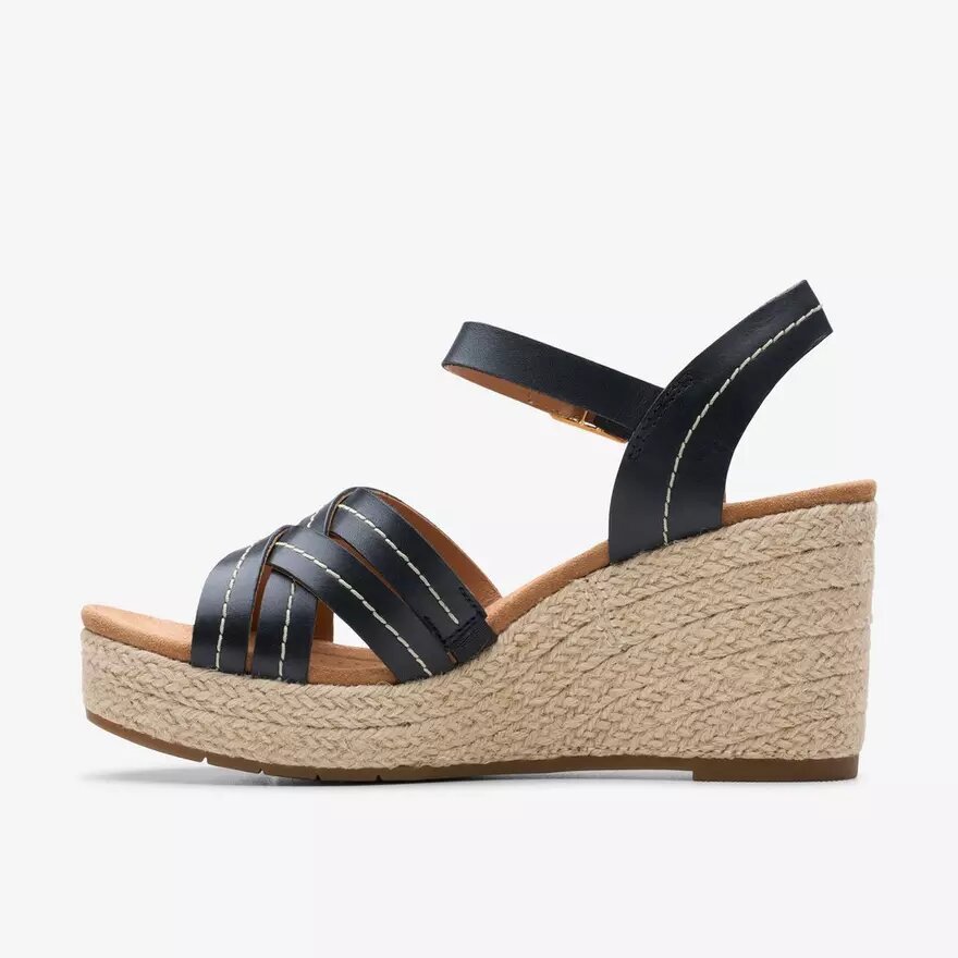 Sabina Strap – Keilabsatzschuhe aus schwarzem Leder für Damen Sabina Strap – Keilabsatzschuhe aus schwarzem Leder für Damen
