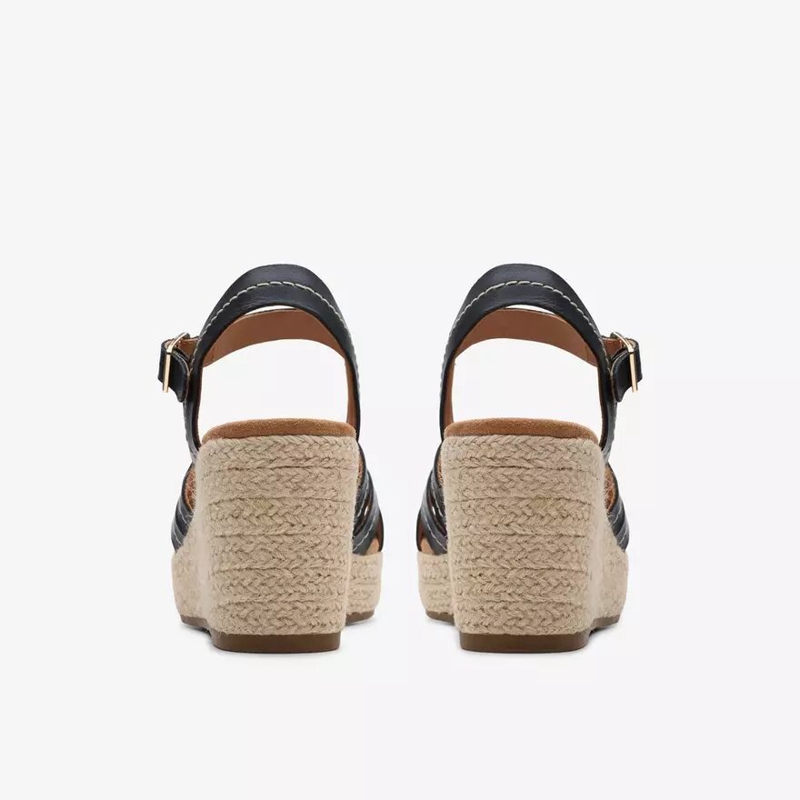 Sabina Strap – Keilabsatzschuhe aus schwarzem Leder für Damen Sabina Strap – Keilabsatzschuhe aus schwarzem Leder für Damen