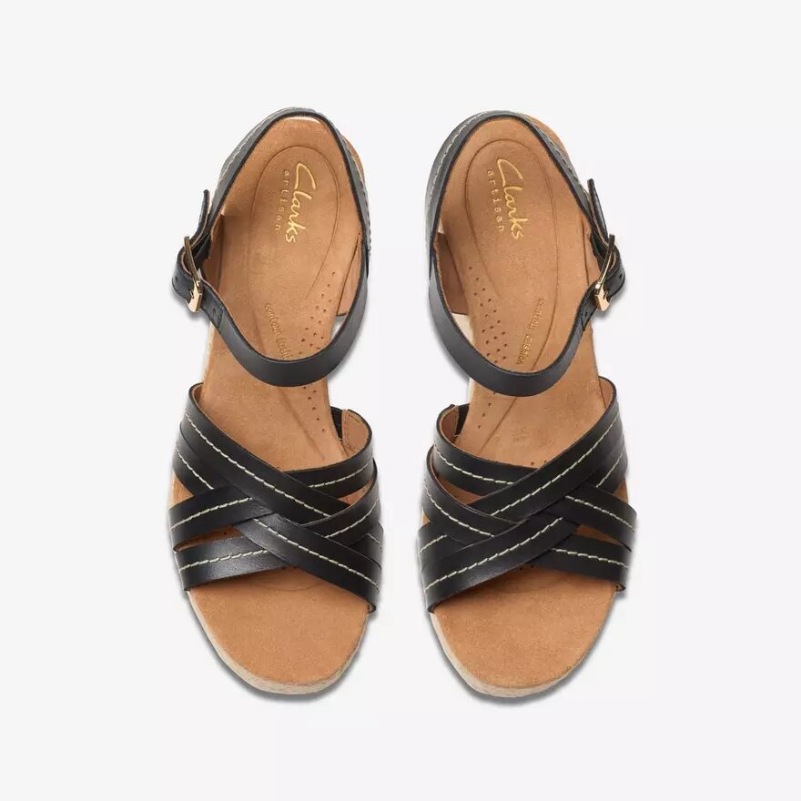 Sabina Strap – Keilabsatzschuhe aus schwarzem Leder für Damen Sabina Strap – Keilabsatzschuhe aus schwarzem Leder für Damen