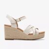 Sabina Strap Keilabsatzschuhe für Damen aus cremefarbenem Leder Sabina Strap Keilabsatzschuhe für Damen aus cremefarbenem Leder