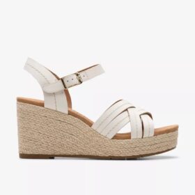 Sabina Strap Keilabsatzschuhe für Damen aus cremefarbenem Leder