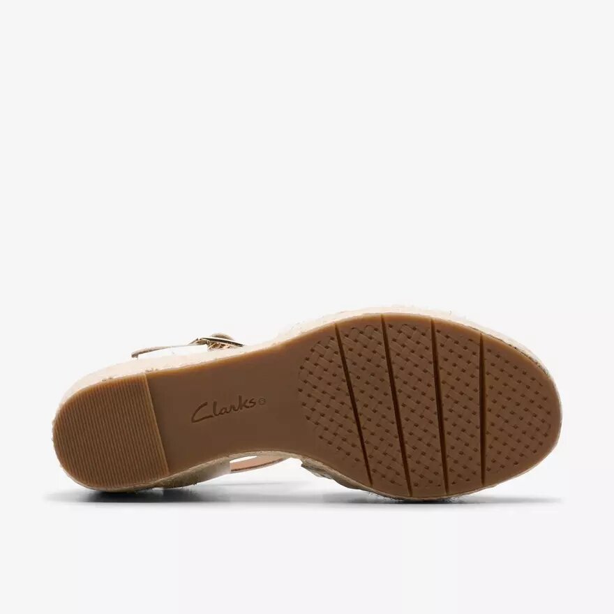 Sabina Strap Keilabsatzschuhe für Damen aus cremefarbenem Leder Sabina Strap Keilabsatzschuhe für Damen aus cremefarbenem Leder