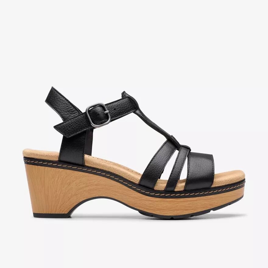 Seannah Madi Keilabsatzschuhe aus schwarzem Leder für Damen Seannah Madi Keilabsatzschuhe aus schwarzem Leder für Damen
