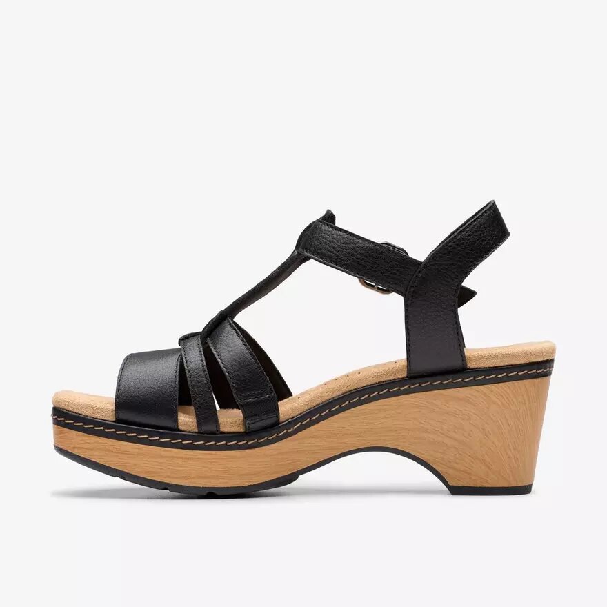 Seannah Madi Keilabsatzschuhe aus schwarzem Leder für Damen Seannah Madi Keilabsatzschuhe aus schwarzem Leder für Damen