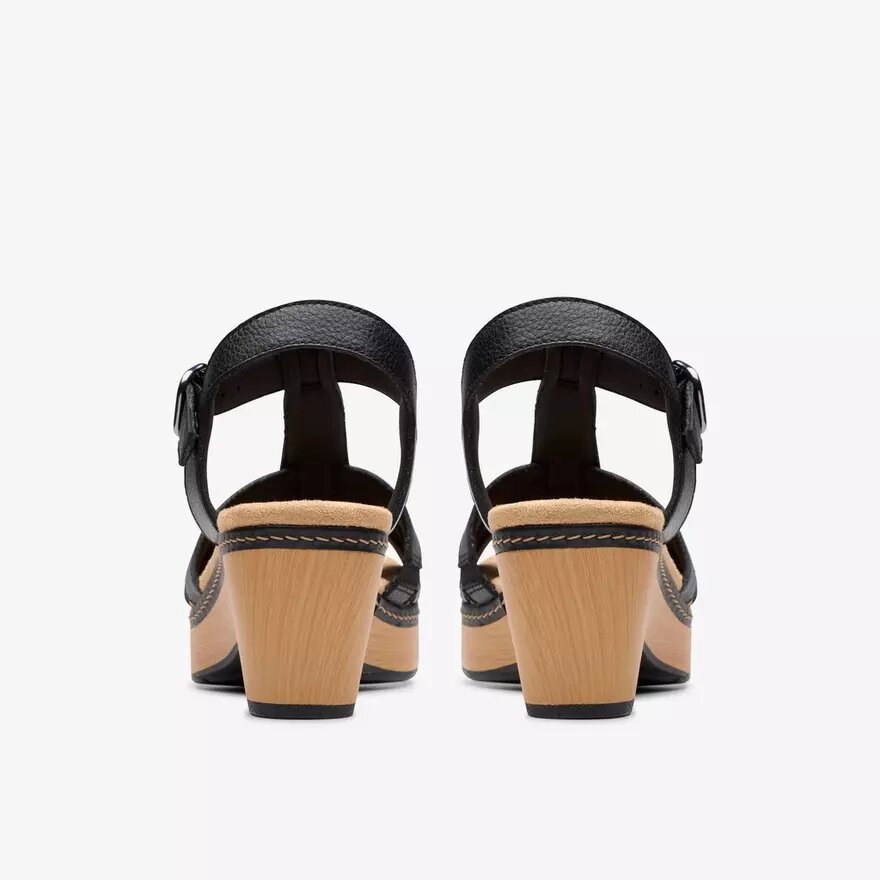 Seannah Madi Keilabsatzschuhe aus schwarzem Leder für Damen Seannah Madi Keilabsatzschuhe aus schwarzem Leder für Damen